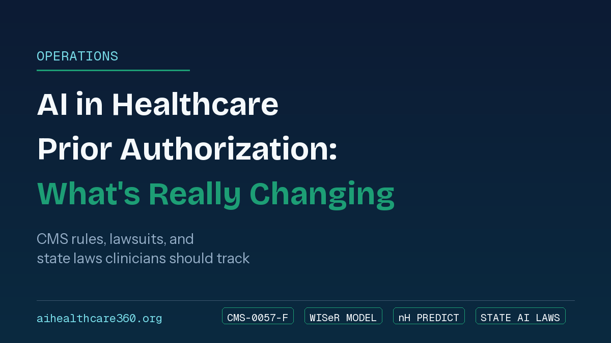 ai-prior-authorization-20260718-153102 Illustration of a clinician reviewing an AI-assisted prior authorization decision on a healthcare dashboard
