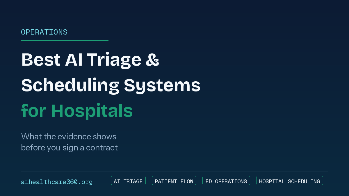 Hospital control room dashboard showing AI-driven triage and scheduling data for emergency department and bed capacity
